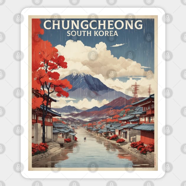 Chungcheong South Korea Travel Tourism Retro Vintage Magnet by TravelersGems